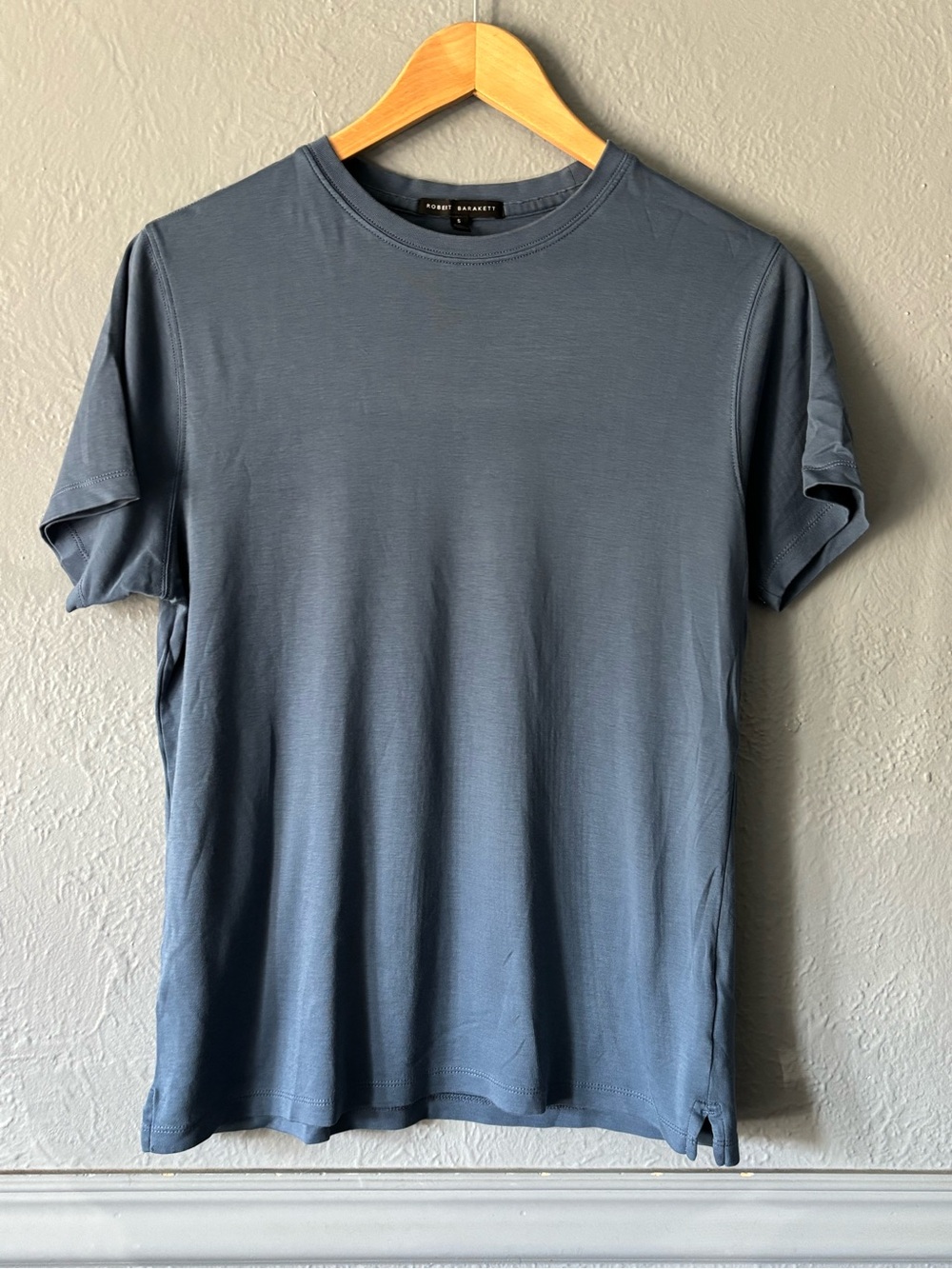 Robert Barakett Steel Blue Pima Cotton Crewneck T-Shirt Size Small Luxury Tee